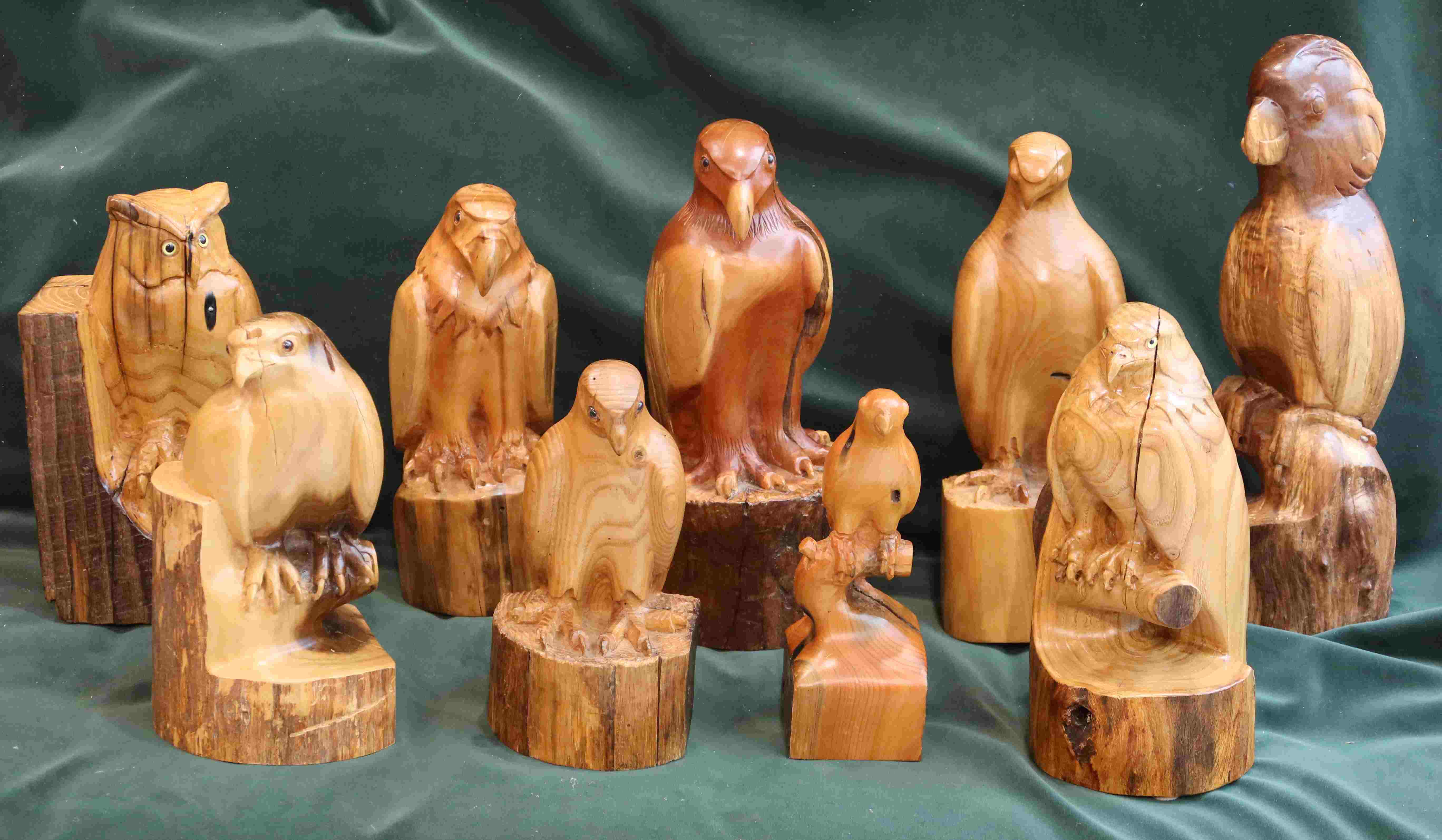 stand alone wood bird carvings