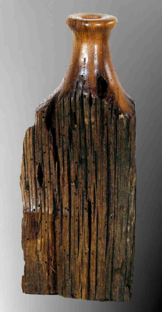 old american chestnut fence post stylized dry vase wood carving by gary carver of carverscarvings