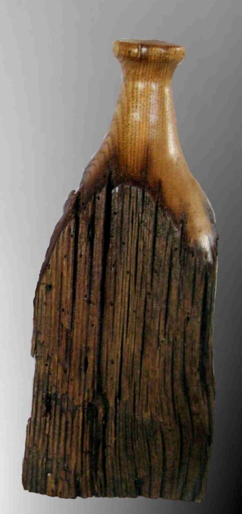 old american chestnut fence post dry vase wood carving